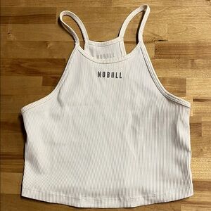 NOBULL Women's White Ribbed Crop Top